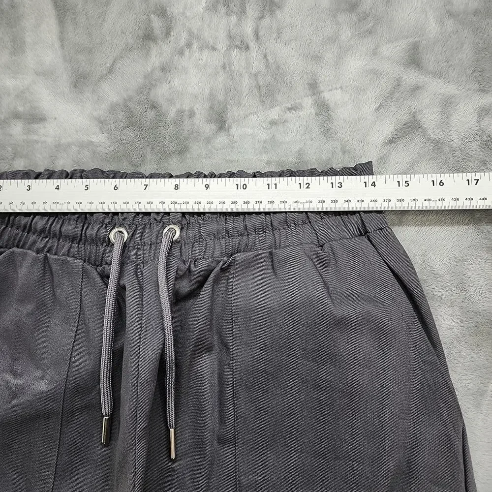 NEW BoohooMAN Pants Mens M Gray Twill Cargo Trouser‎ Rubber Tab Detail Casual